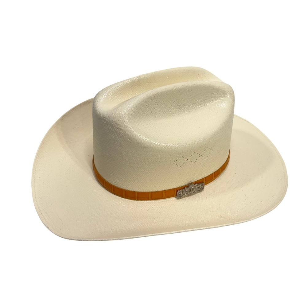 Nicol Hats International 100X Cream Shantung Straw Cowboy Hat 7 1/4 Mexico Mens